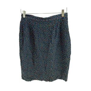 Vintage 100% Silk Ann Taylor Rainbow Polka Dot Pencil Skirt Black Size 8 Mod